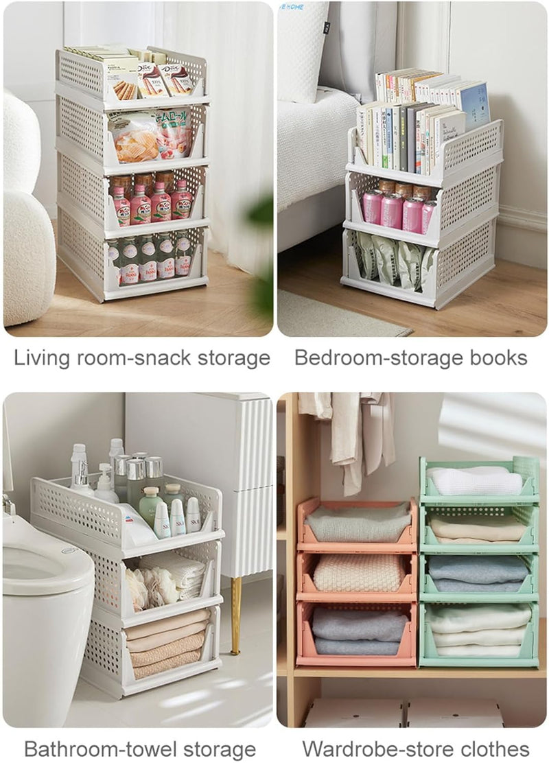 RMAN 4 Stück Kleiderschrank Organizer Schubladenbox Stapelbare Schrank Organizer Kleiderschrank Rega
