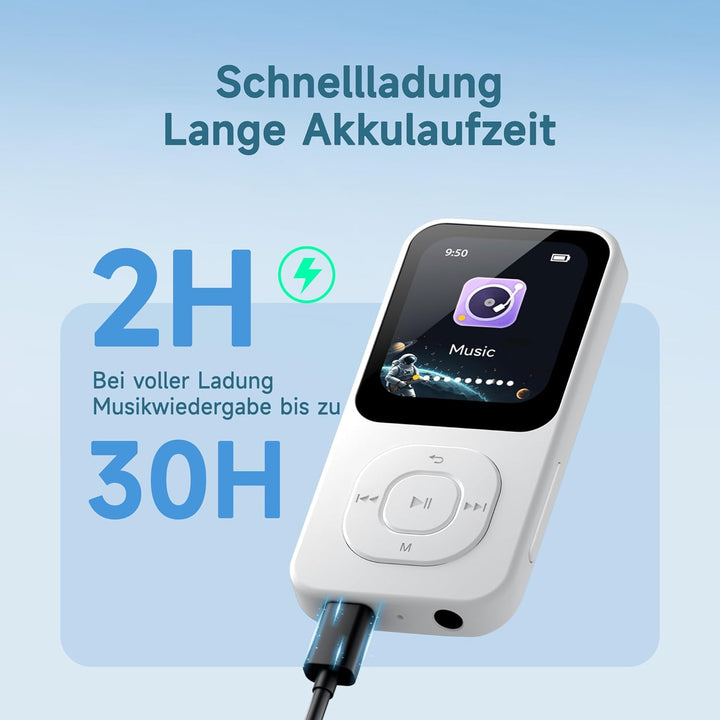 64GB MP3-Player mit Bluetooth 5.3, PECSU HD-Bildschirm Musikplayer mit Lautsprecher, UKW-Radio, Spra