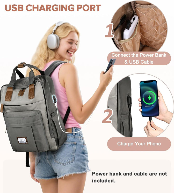Kasgo Schulrucksack, Wasserabweisend Rucksack Mädchen Jungen Teenager 15.6 Zoll Laptop Damen Herren
