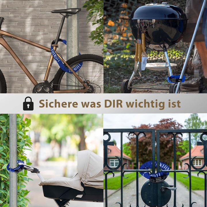 Fahrradschloss - 1m Kette, Fahrradschloss Hohe Sicherheit, Zahlenschloss, Fahrradschloss Kinder, Rob
