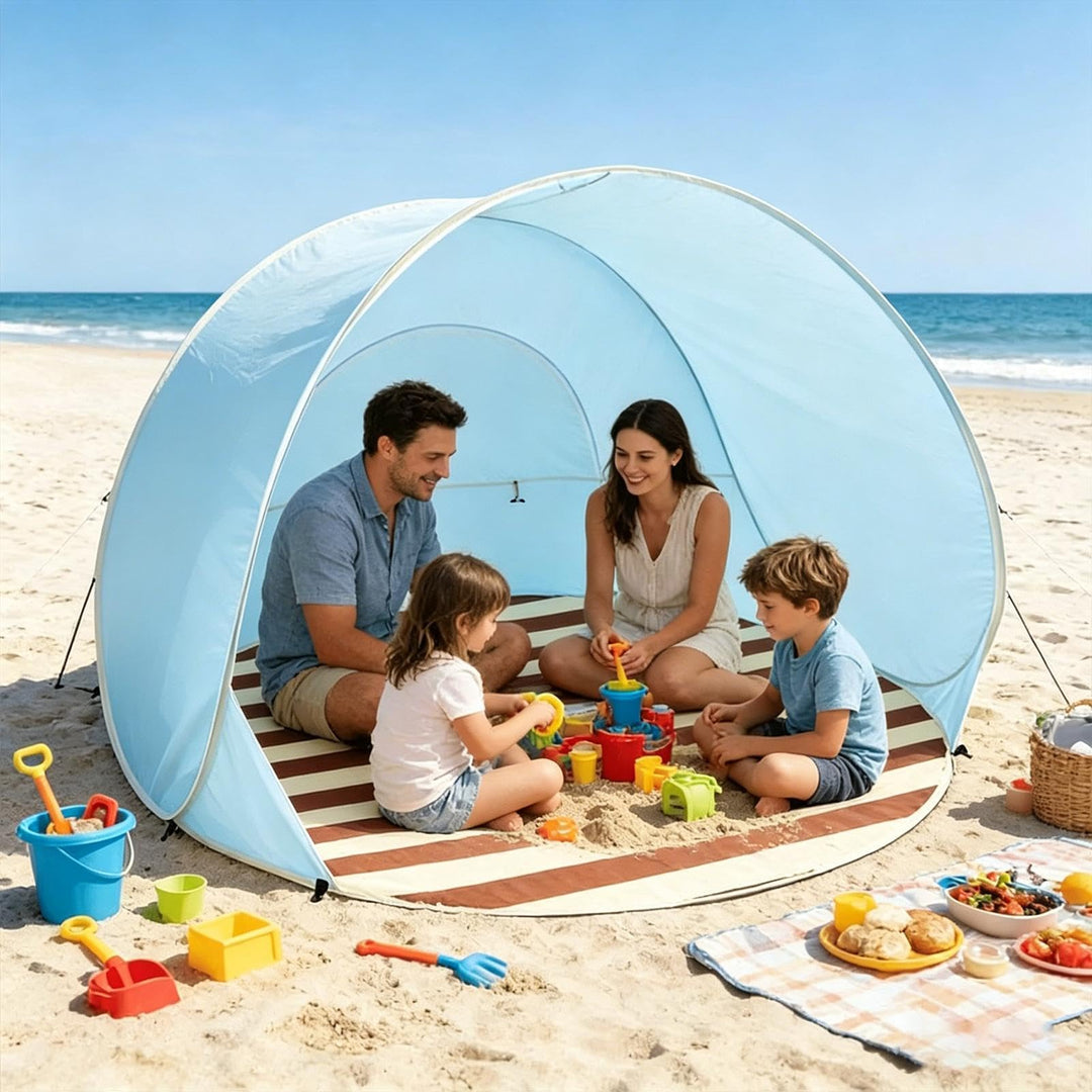 Strandmuschel, Tragbarer UV-Schutz Wasserdichter Sonnenschutz Windschutz Strandzelt Campingzelt Für
