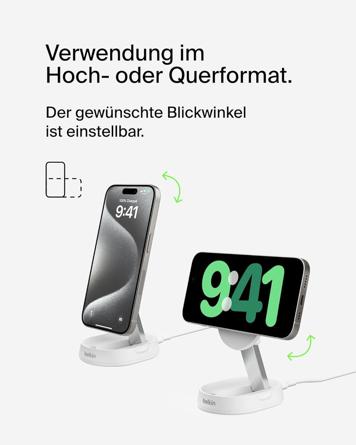 Belkin BoostCharge Pro induktive Ladestation 15W, Qi2-Ladegerät, kabelloses Ladegerät, kompatibel mi