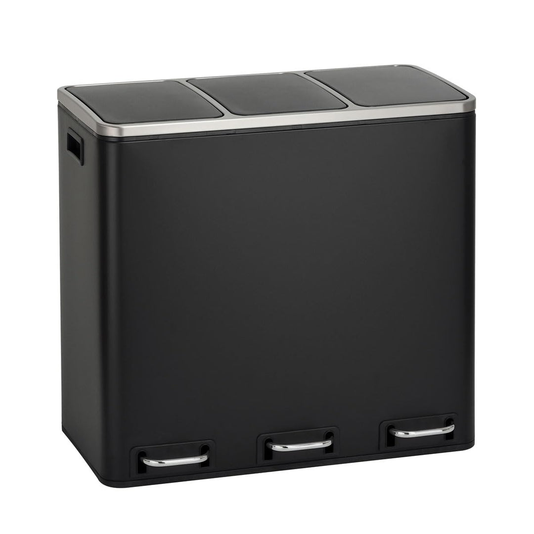 SVITA TM3X18 Treteimer 54 Liter Abfalleimer Mülleimer Design Silber Mülltrennung Papierkorb Küchen-O