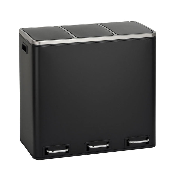 SVITA TM3X18 Treteimer 54 Liter Abfalleimer Mülleimer Design Silber Mülltrennung Papierkorb Küchen-O