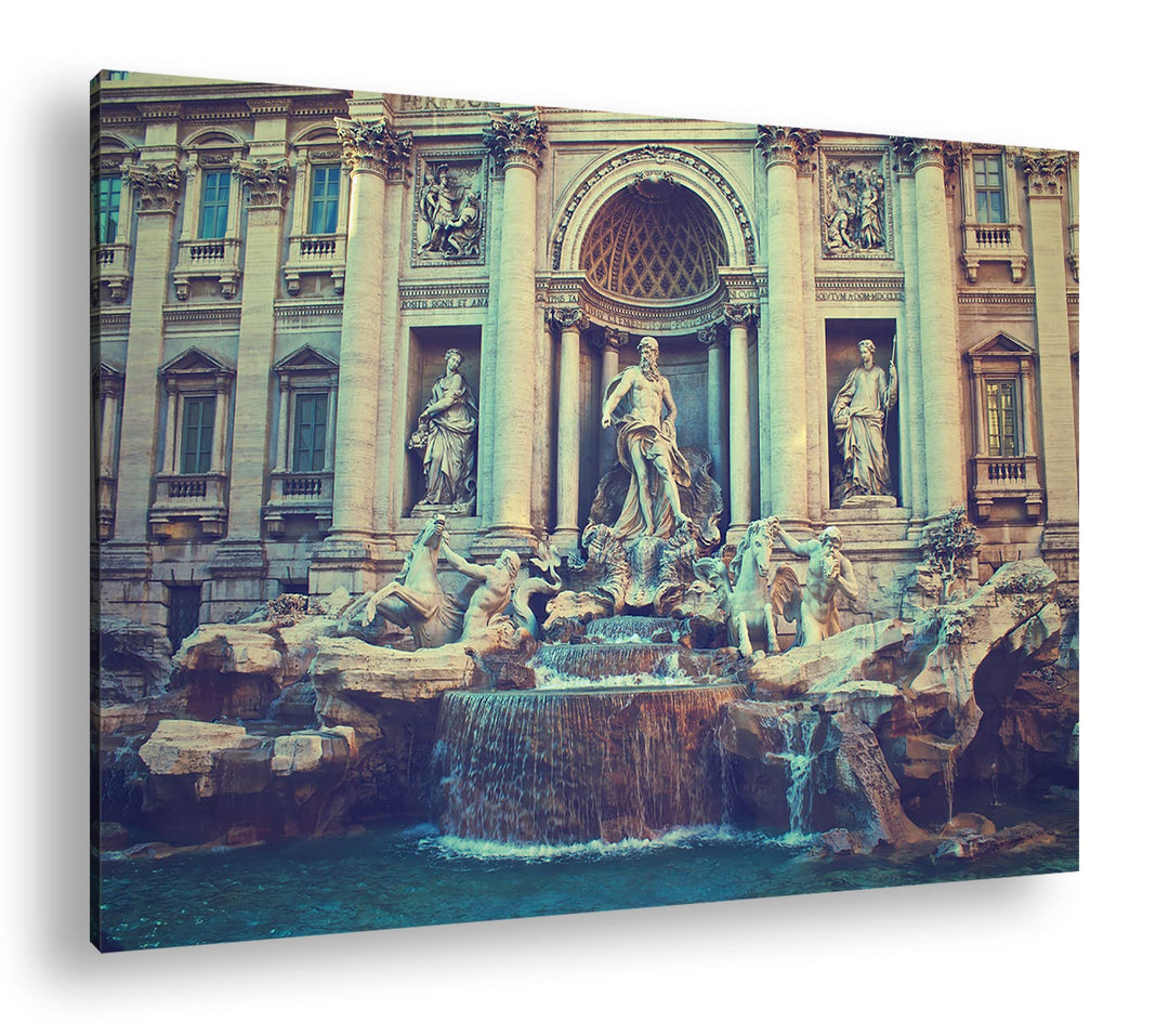 deyoli Trevi Brunnen in Rom Format: 60x40 als Leinwandbild, Motiv fertig gerahmt auf Echtholzrahmen,