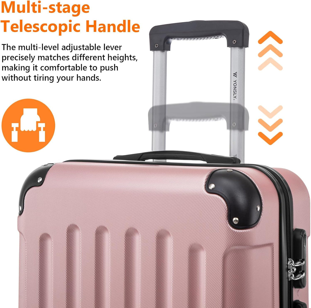 Gepäck Suitcase Reisekoffer, Trolley Rollkoffer Handgepäck, Hartschalenreisekoffer mit 360° Lenkroll
