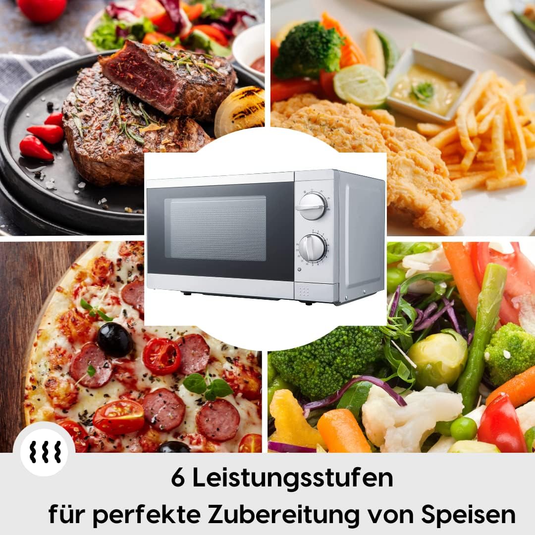 PKM Stand Unterbau Mikrowelle I 700W Mikrowellenleistung I 17L Garraum I 6 Leistungsstufen I Auftauf