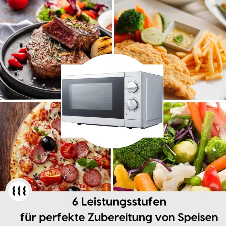 PKM Stand Unterbau Mikrowelle I 700W Mikrowellenleistung I 17L Garraum I 6 Leistungsstufen I Auftauf