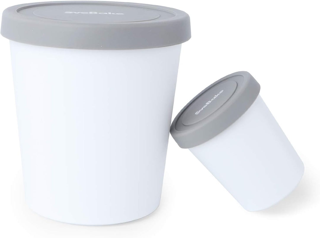 SveBake Eisbehälter für Speiseeis 180ml - 6er-Set mit Deckeln aus Silikon, Behälter Hausgemachte für