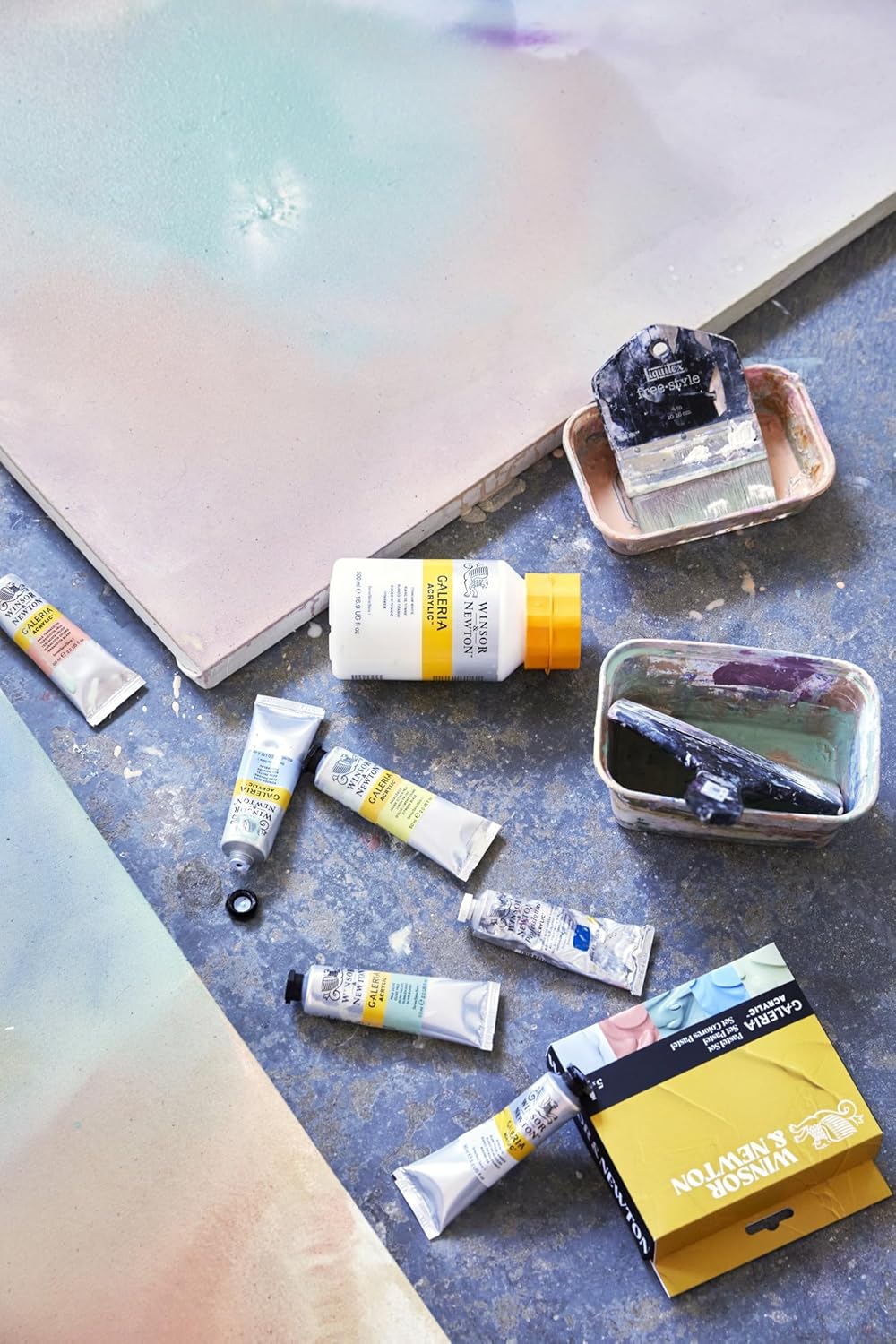 Winsor & Newton 2190616 Galeria Acrylfarben Set Pastell – 5x60ml – hochwertige Acrylfarbe, deckend,