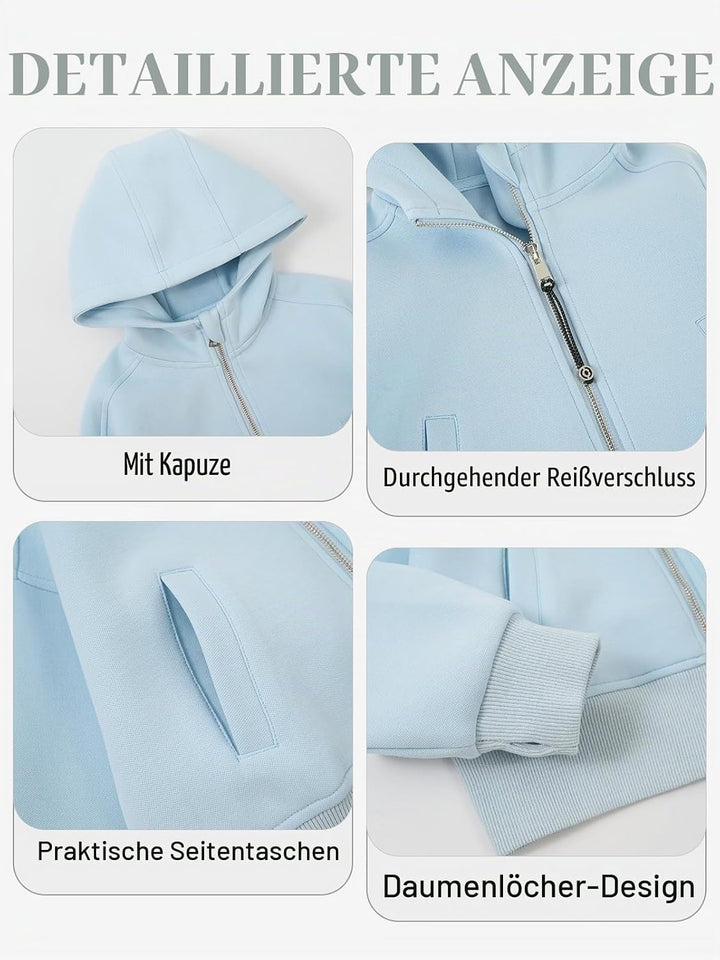 Rolanko Kapuzenpullover für Mädchen mit Reissverschluss, Gemütliche Langarm-Kapuzenjacke Lässiges Sw