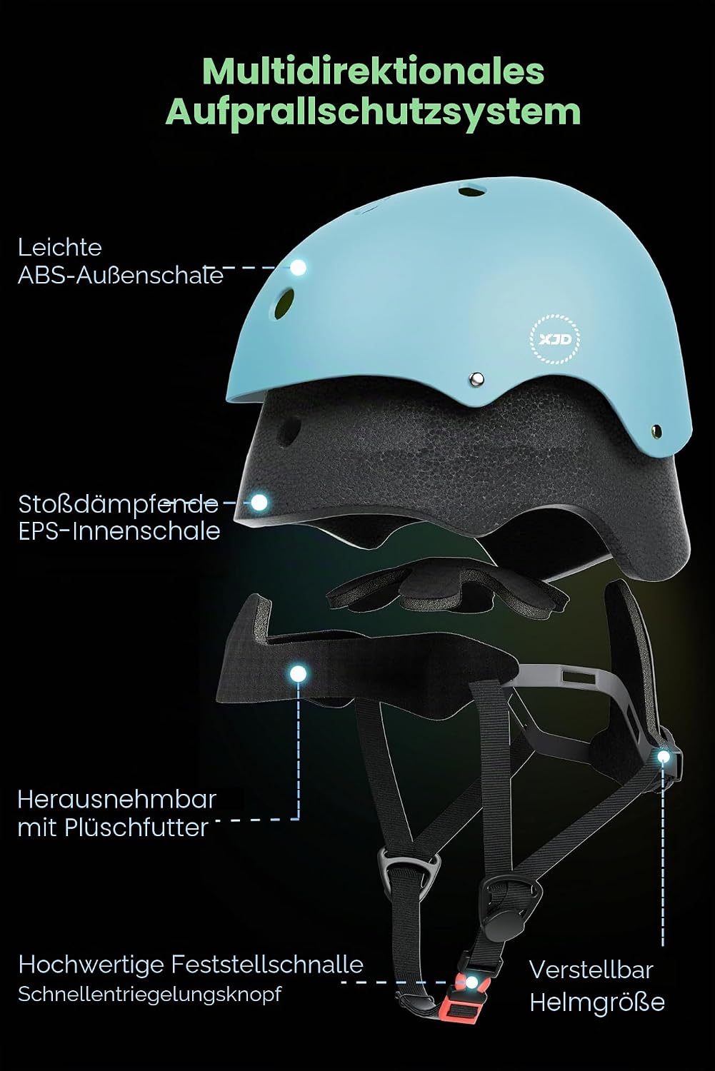 XJD Fahrradhelm Kinder Jugend Klassiker Kinderhelm Mädchen Skaterhelm für Fahrrad Skateboard Scooter