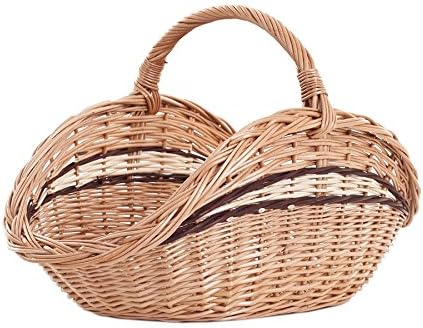 Vollweidener Kaminkorb, Kaminkorb aus Weide, naturfarbiger Weidenkorb für Kaminholz 65, 65
