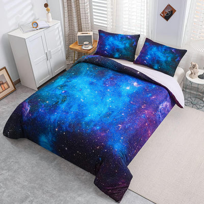 Loussiesd Bettwäsche Set Galaxie Sternenhimmel Bettbezug Set für Kinder Jungen Mädchen Weich Atmungs