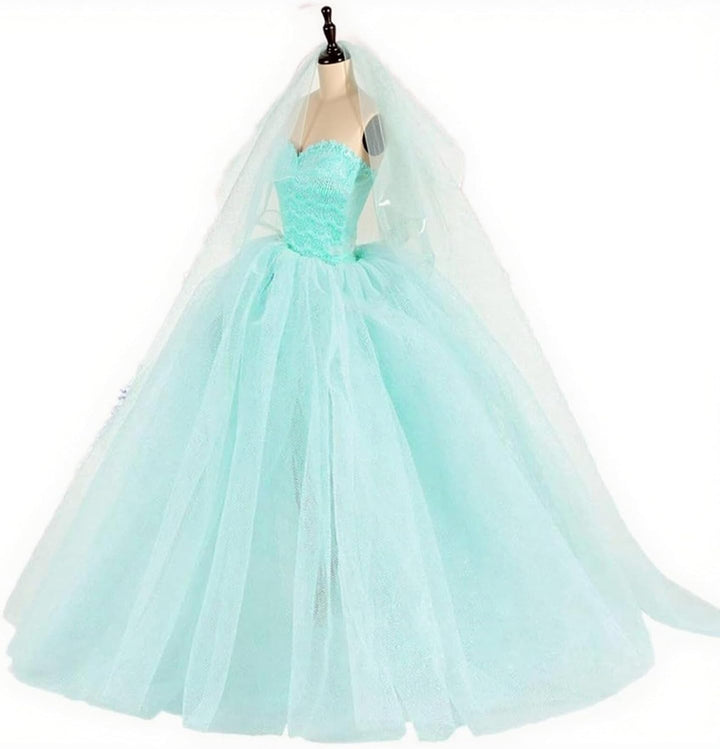 Abree 3 Stück Kleider Set Abendkleid Ballkleid Prinzessin Kleidung Dress Bekleidung mit Brautschleie