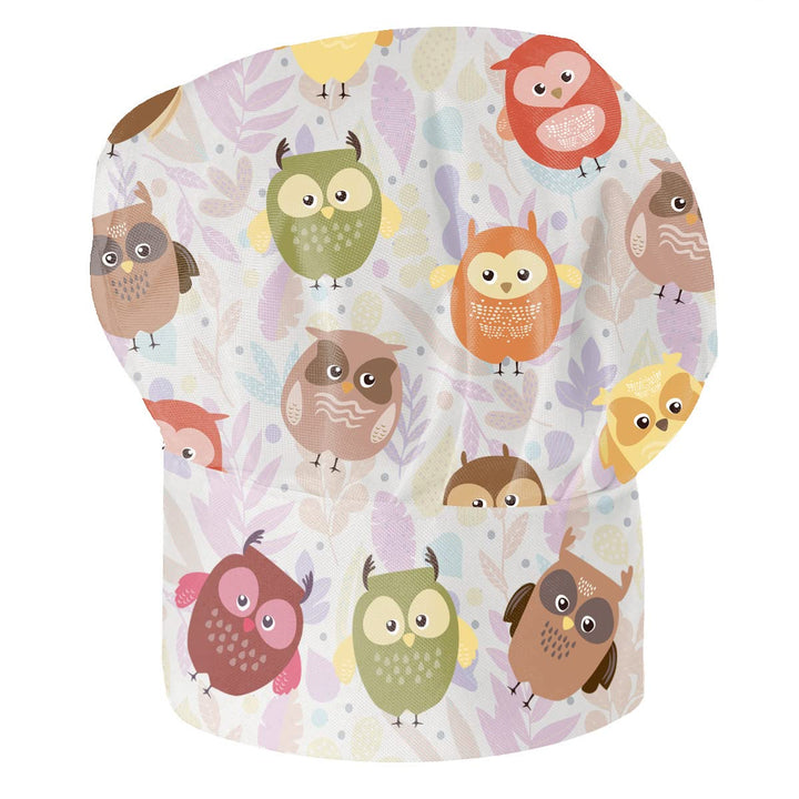 Kochmütze Für Kinder Jungen und Mädchen Bunte Kochhaube mit Klettverschluss Motif [099] Owls, Owls