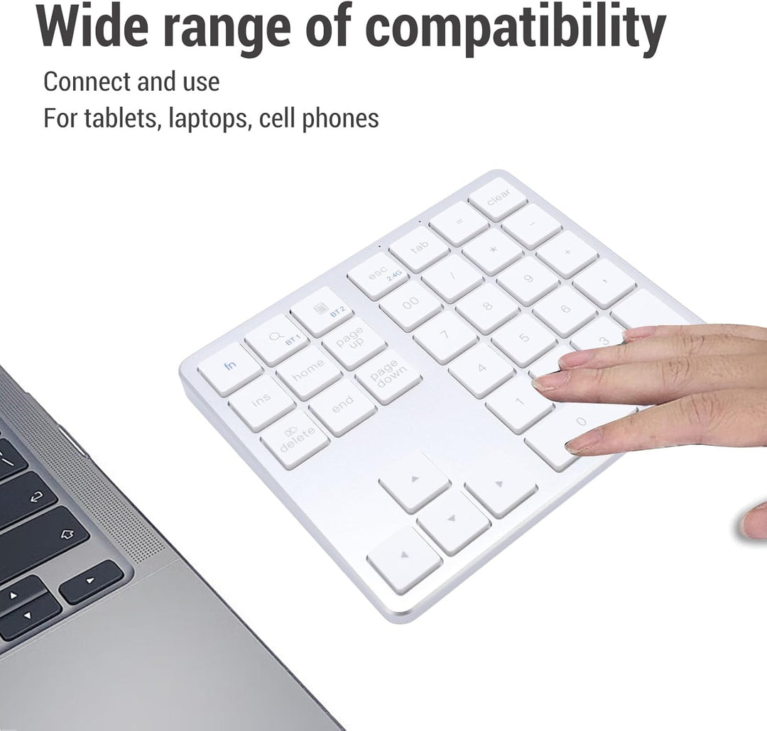 Denash Nummernblock, Kabellos, 35 Tasten, Wiederaufladbare Tastatur mit Dreifacher Geräteumschaltung