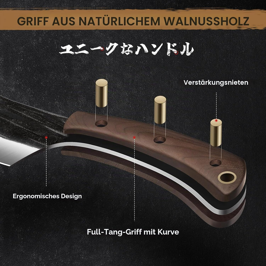 HOSHANHO 15 cm Hackmesser, Handgeschmiedetes Gemüse und Fleischmesser, Full Tang Hackmesser Kochmess