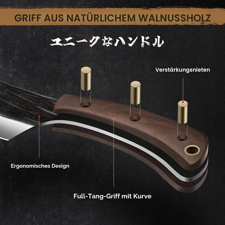 HOSHANHO 15 cm Hackmesser, Handgeschmiedetes Gemüse und Fleischmesser, Full Tang Hackmesser Kochmess