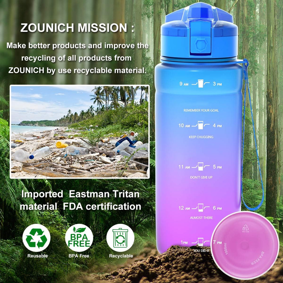 Zounich Trinkflasche Kinder Auslaufsichere 1L/700ml/500ml-BPA frei trinkflaschen Sport Tritan Kunsts