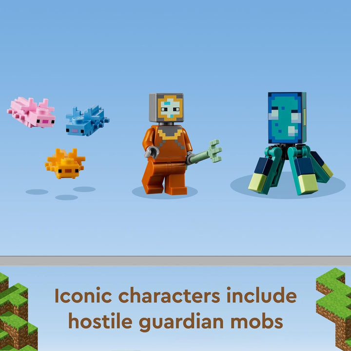 LEGO Minecraft The Guardian Battle 21180 Building Kit; Underwater Adventure Playset; Great Gift for