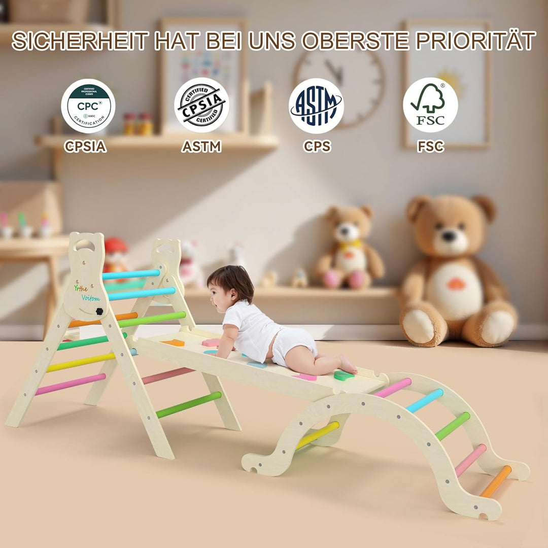 Yrthe Voitom Klettergerüst Indoor Montessori Spielzeug ab 1.5 2 3 4 + Jahr, Upgrade 7-in-1 Kletterdr