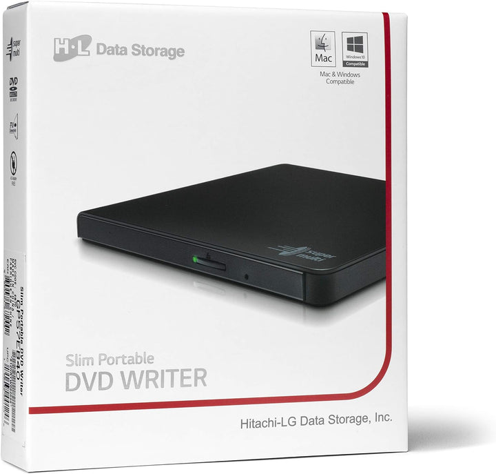 Hitachi-LG GP57 Externer Portabler Super-Multi DVD-Brenner, Ultra Slim, USB 2.0, DVD+/-RW, CD-RW, DV