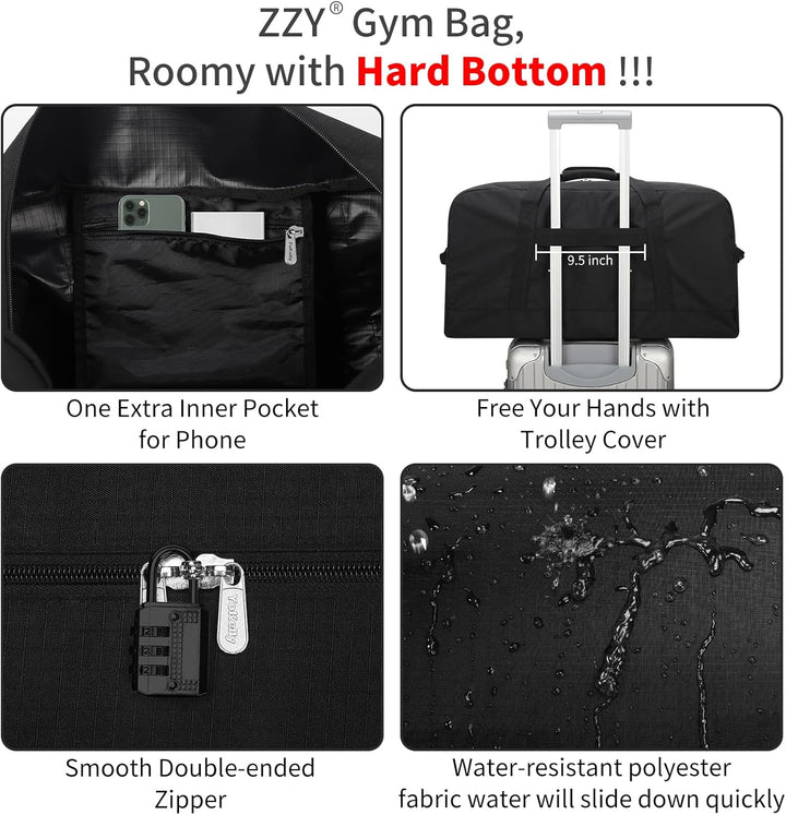 ZZY 55L Sporttasche Herren Gym Sport Tasche - 25 Zoll Reisetasche Duffle Bag mit Hartboden für Woche