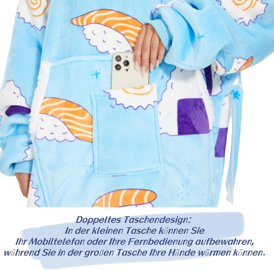 Oversized Hoodie Decke Damen，Verlängern Decken Hoodie,Extra Dick und Warm Deckenpullover，Blanket Hoo