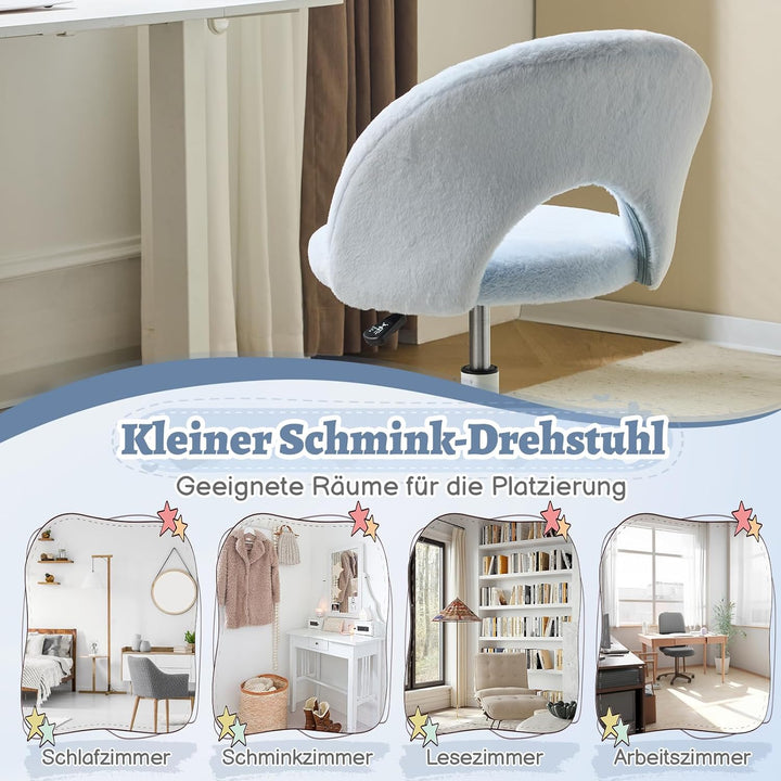 Bonnlo Homeoffice Stuhl, Schreibtischstuhl, Schminktisch Stuhl, Bürostuhl ohne Armlehnen, Drehstuhl