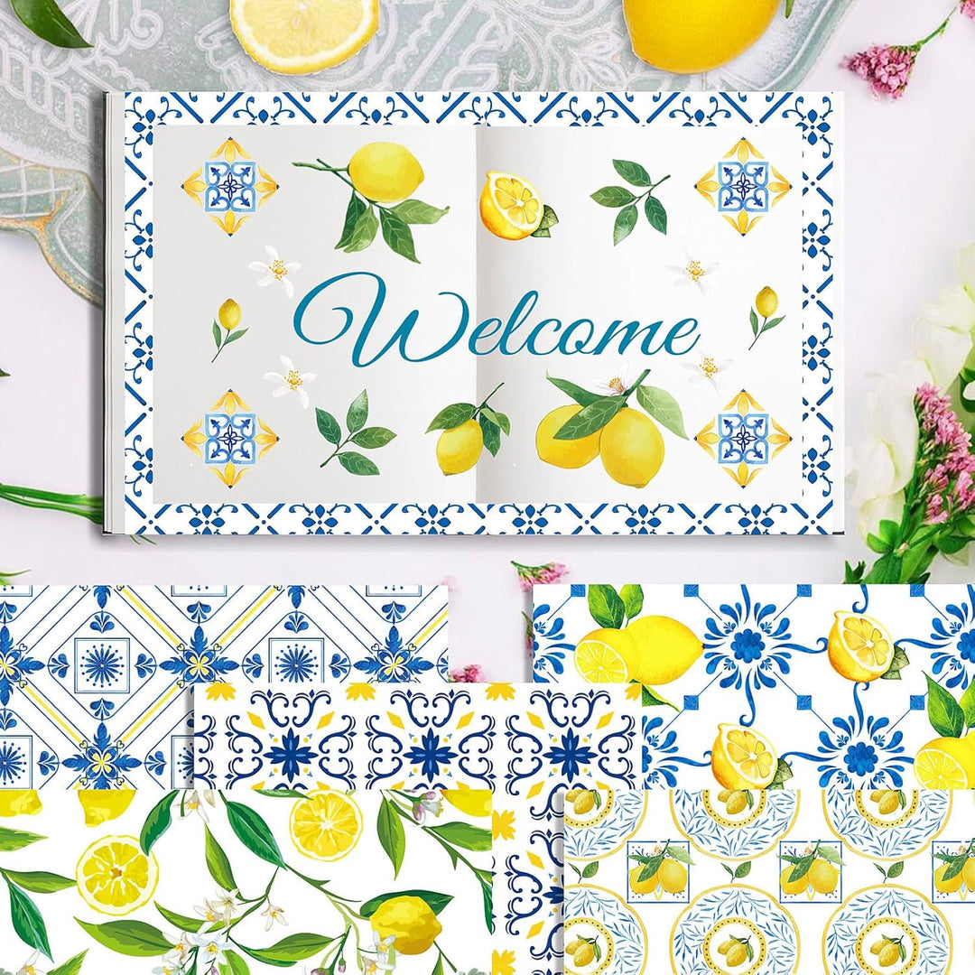 Fruchtmuster Scrapbook Papier, 24 Blatt/12 Designs Doppelseitiges Bastelpapier, Zitronenmuster Dekor