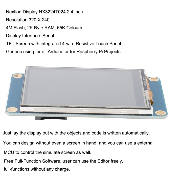 Aihasd English Nextion 2.4" TFT 320 x 240 Resistive Touch Screen UART HMI LCD Module Display Panel f
