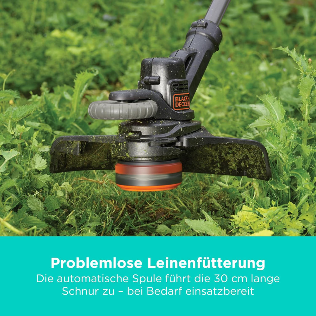 Black+Decker Akku-Rasentrimmer (Powercommand EasyFeed, 18V 4,0Ah, inkl. Akku und Ladegerät, 30 cm Sc