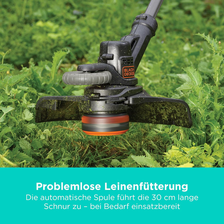 Black+Decker Akku-Rasentrimmer (Powercommand EasyFeed, 18V 4,0Ah, inkl. Akku und Ladegerät, 30 cm Sc
