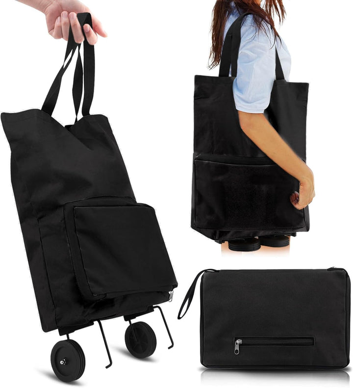 Einkaufstasche, 2 in 1 Einkaufstasche mit Rollen Faltbar, Faltbare Einkaufstrolley Tasche, Multifunk