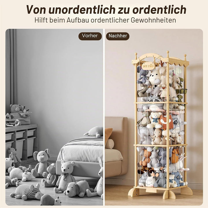 COSYLAND Stofftier-Aufbewahrungsturm - Stofftierhalter mit Gummiband für Spielzimmer Schlafzimmer Ki
