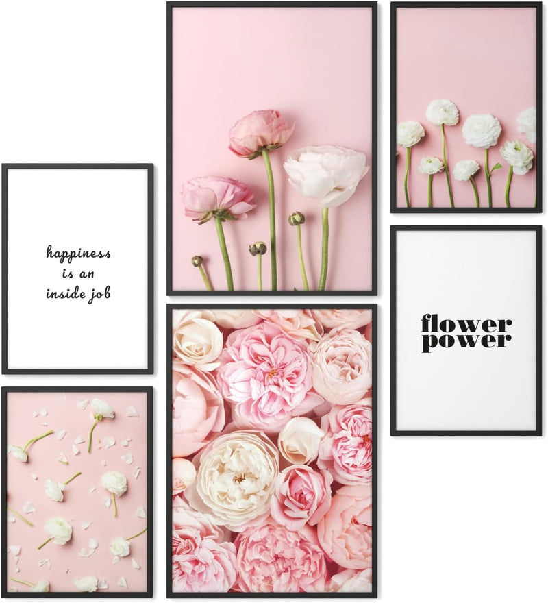 Papierschmiede® Mood Poster Set Flower Power, Bilder Wohnzimmer Deko Schlafzimmer, 2x DIN A2 und 4x