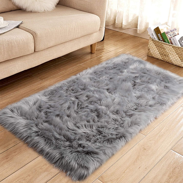 HEQUN Faux Lammfell Schaffell Teppich Kunstfell Dekofell Lammfellimitat Teppich Longhair Fell Nachah