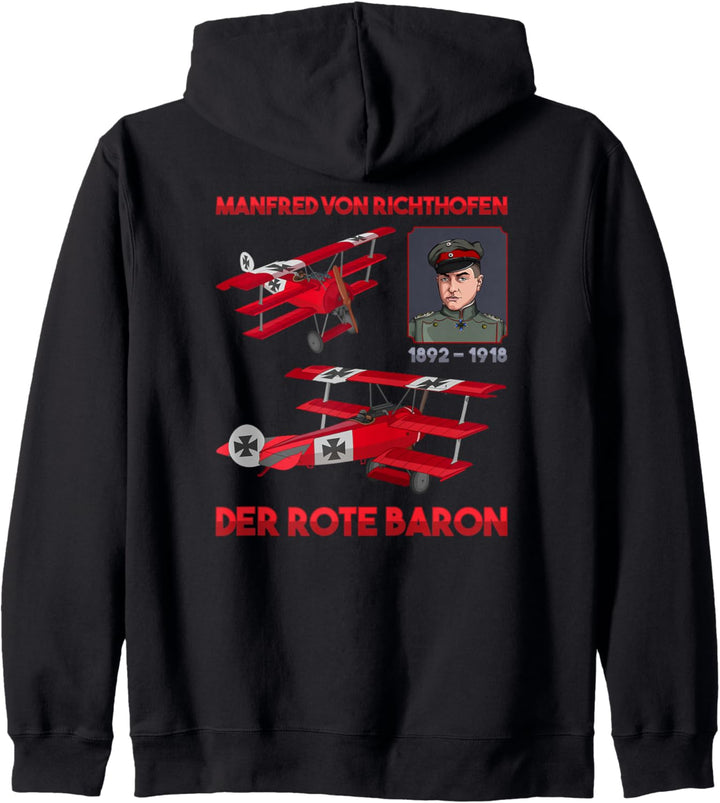 Roter Baron Fokker DR1-Dreidecker WWI-Jäger-Ass Porträt Kapuzenjacke