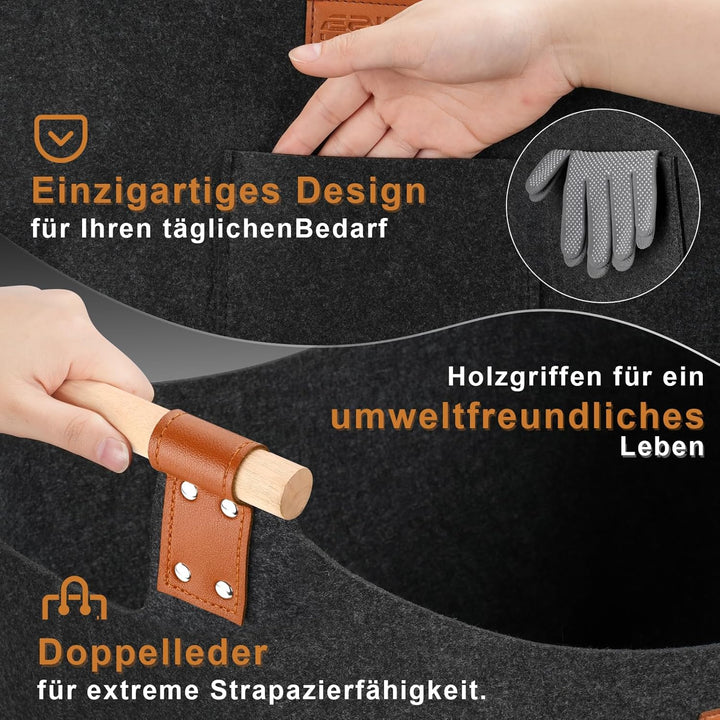 Holzkorb für Kaminholz Gross XXL, Kaminholzkorb mit Doppelt Verstärkten Leder, 100L Brennholzkorb au