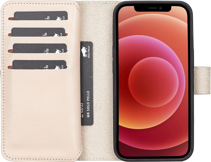 Solo Pelle Lederhülle kompatibel für iPhone 13 in 6.1 Zoll abnehmbare Hülle (2in1) Harvard Double in