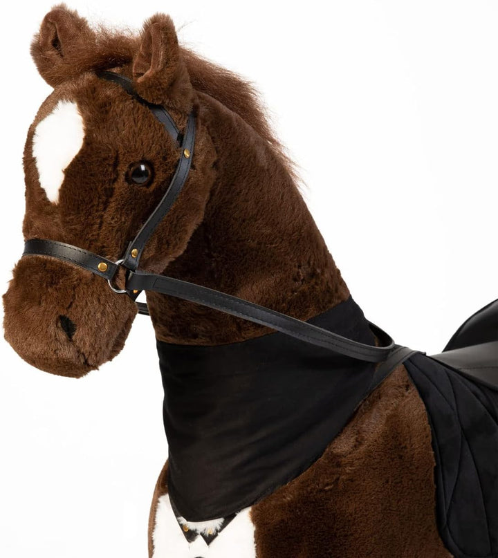 ELLA & PIET® Grosses XXL Stehpferd Orlando mit Sattel (Braun-Schwarz) Standpferd Pferd Reitpferd