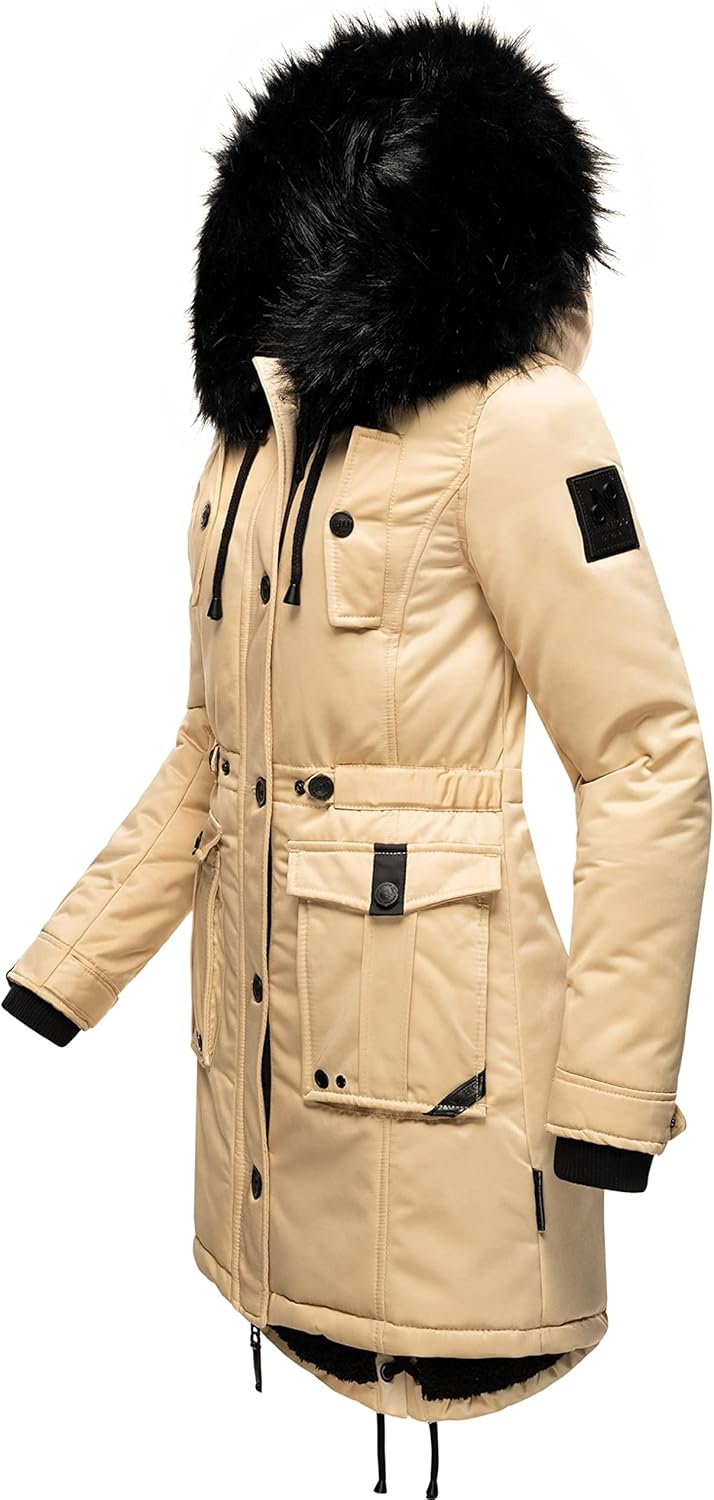 Navahoo Damen Warmer Winterparka mit Kapuze Luluna Prc XS-XXL L Beige, L Beige