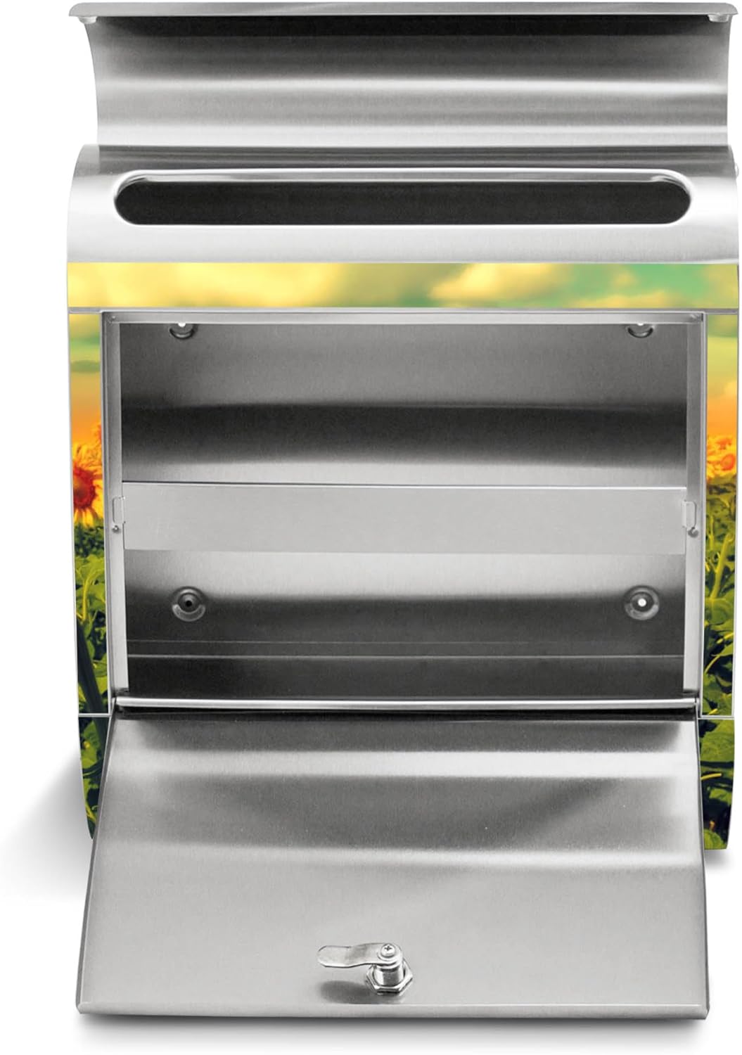 banjado Briefkasten Edelstahl 38x43x12cm & 2 Schlüssel - rostfreier Edelstahl Briefkasten mit Zeitun