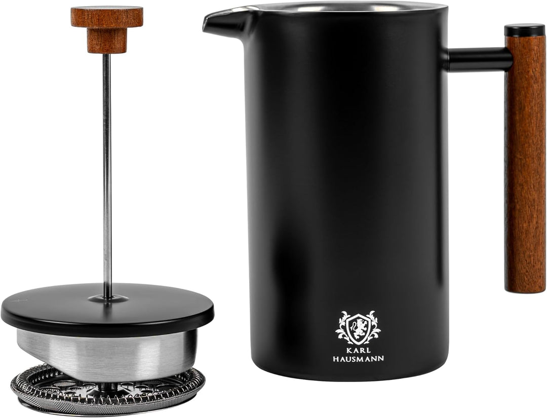 Thermo French Press - 1 Liter / 8 Tassen - Kaffeebereiter aus Edelstahl - Doppelwandig - Hält lange