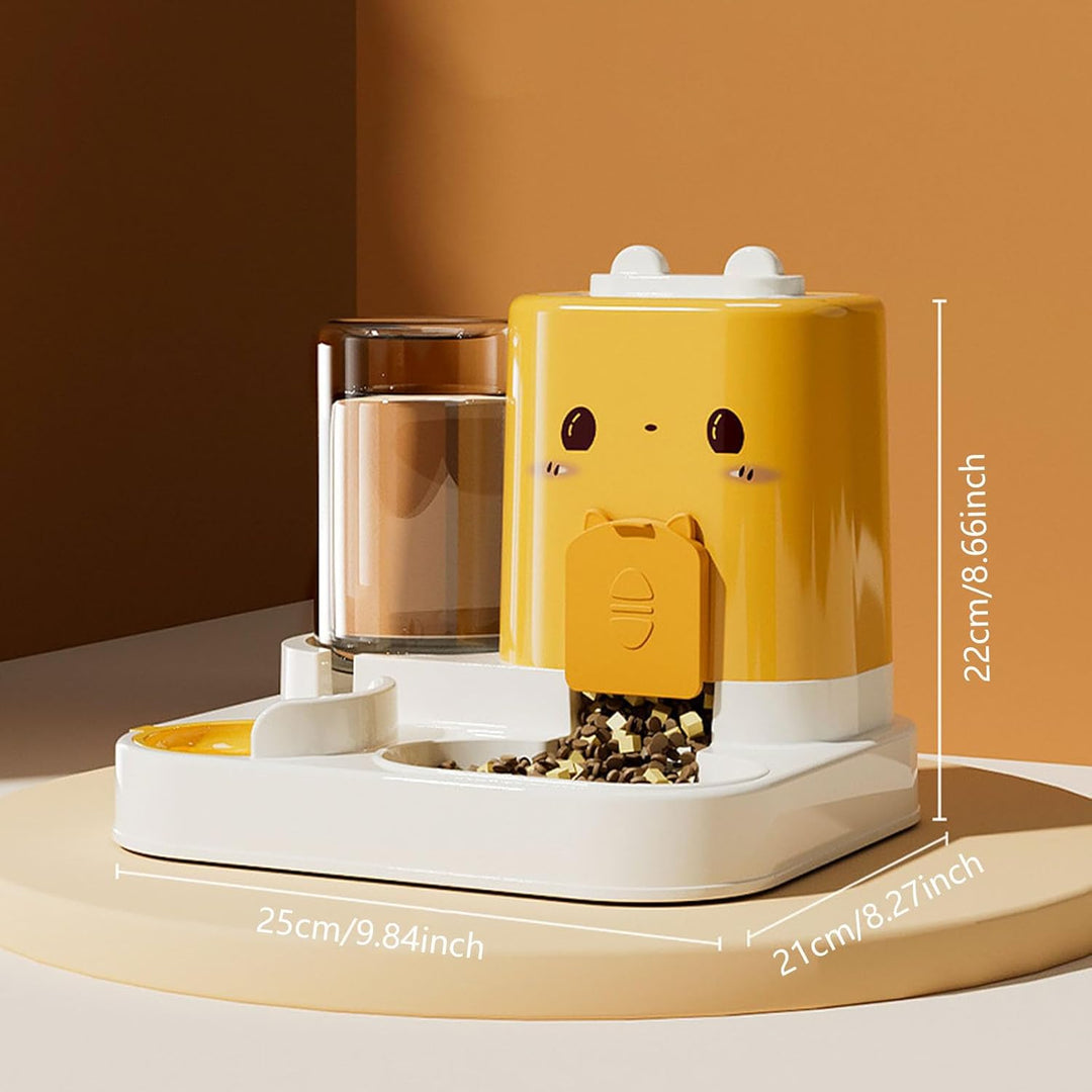 Futterspender Katze Automatisch mit Trinkbrunnen | 2 in 1 Futterautomat & Wasserspender für Katzen