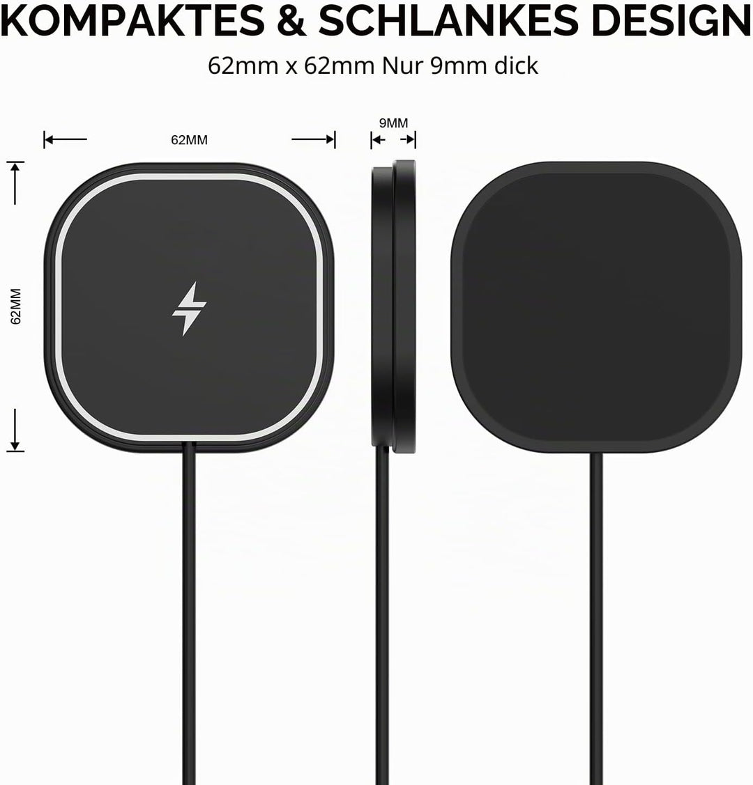 25W Magnetisches Wireless Autoladegerät, Polmxs für MagSafe Ladegerät Auto mit Nano-Saugfuss, Indukt