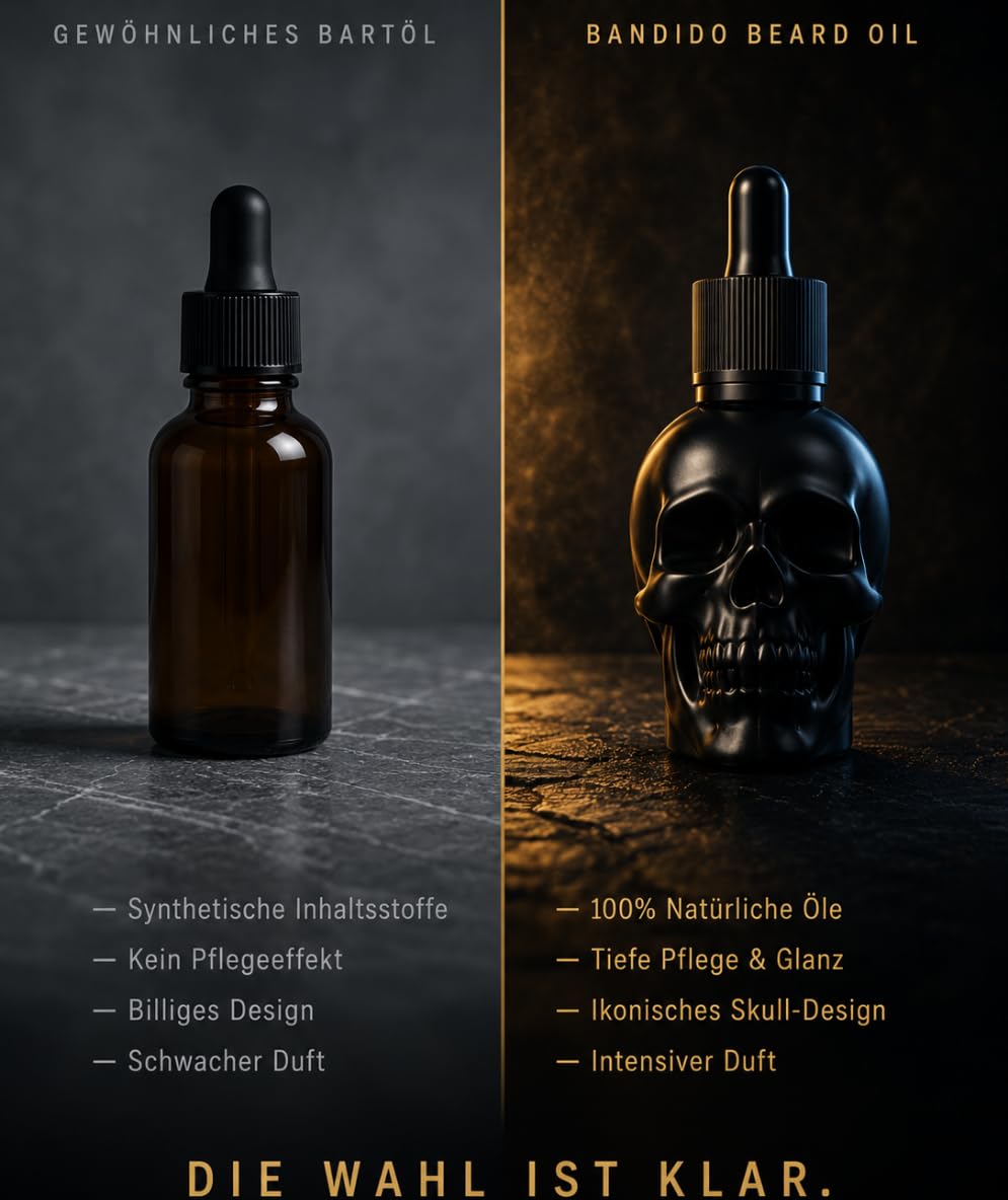 Bandido Barbershop Beard Oil 40ml Bart Öl für die tägliche Bartpflege von 3-Tage-Bart bis Vollbart B