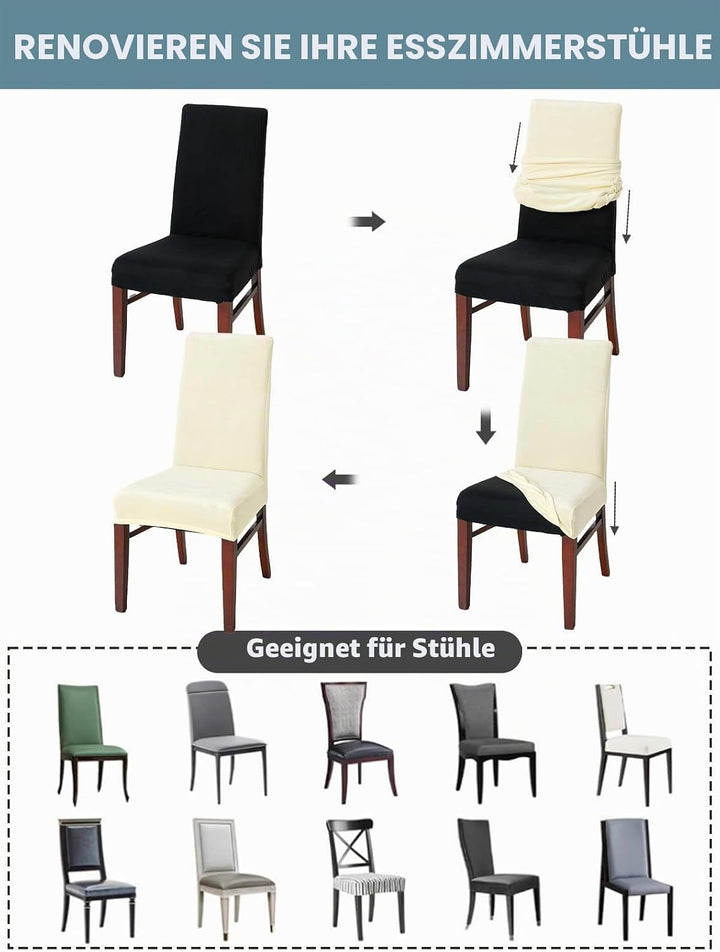 LANSHENG Dehnbare Stuhlhussen für Esszimmerstühle, Stretch-Spandex mit elastischem Band, Stuhlbezug,