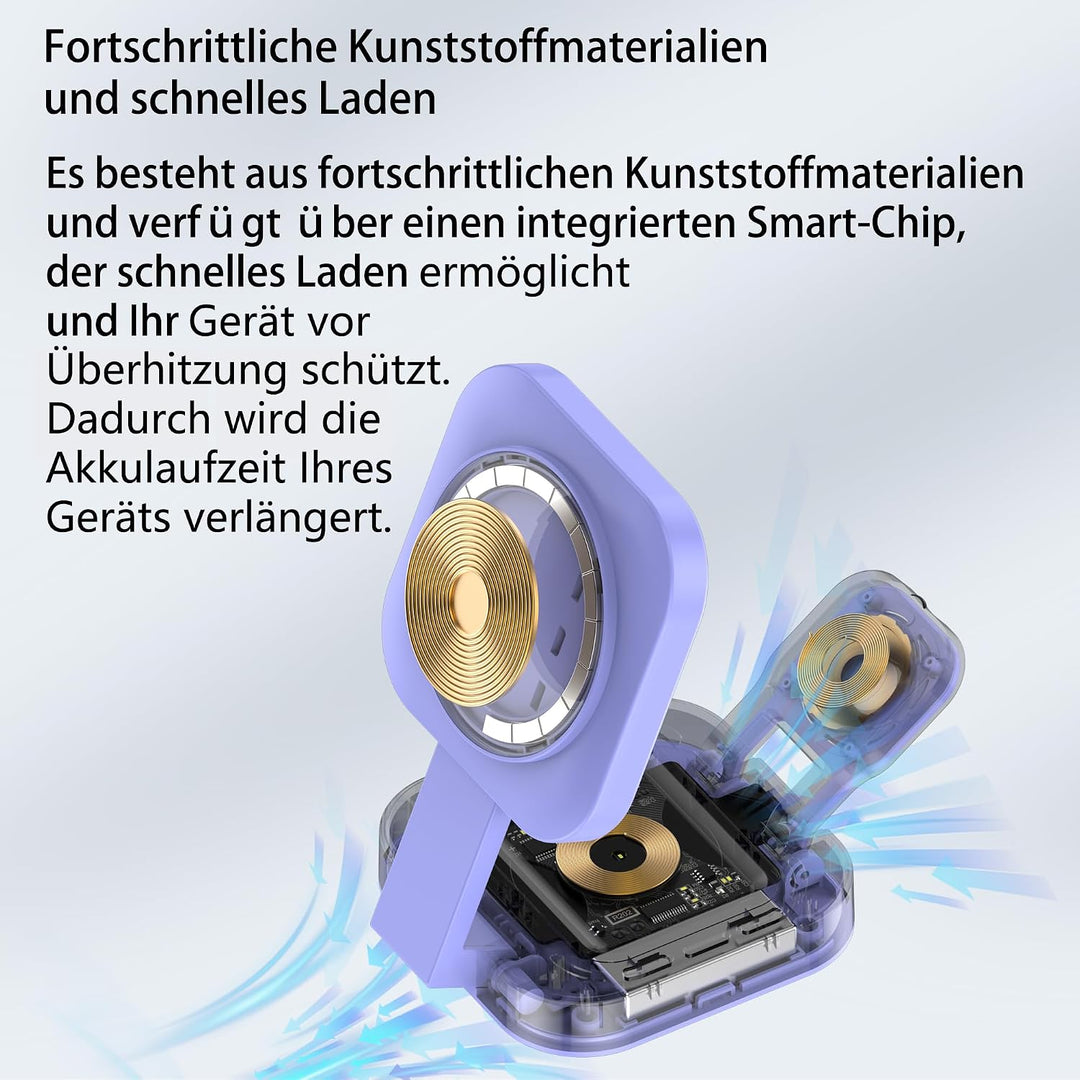 3 in 1 induktive Ladestation für Apple-Geräte, Faltbarer 3 in 1 kabelloses Ladegerät für Magsafe für
